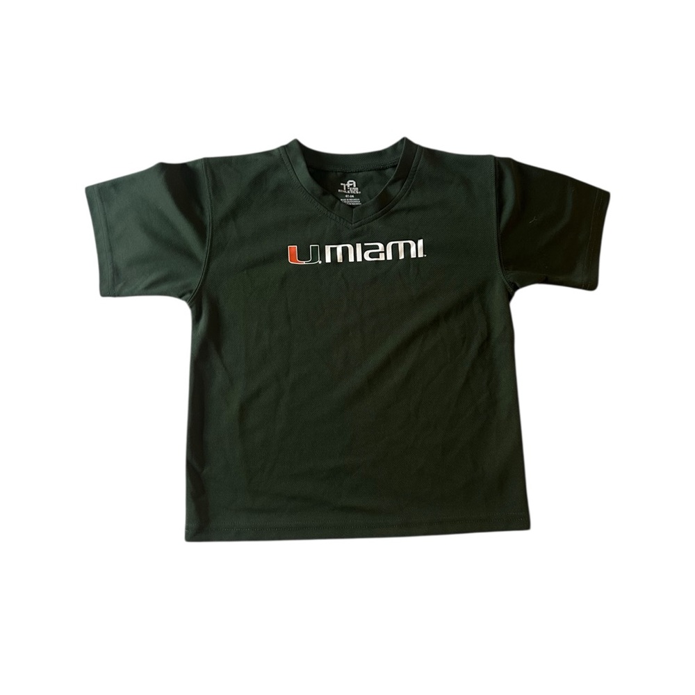 Kids | University of Miami Green V-neck T-Shirt Performance 4t
